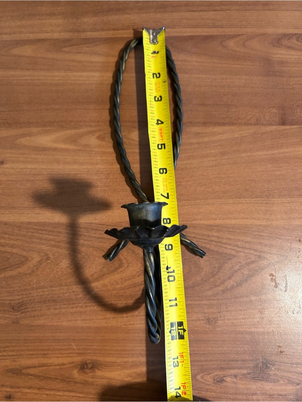 Vintage Twisted Iron Wall Candle Holder in Dark Metal - Picture 4 of 4